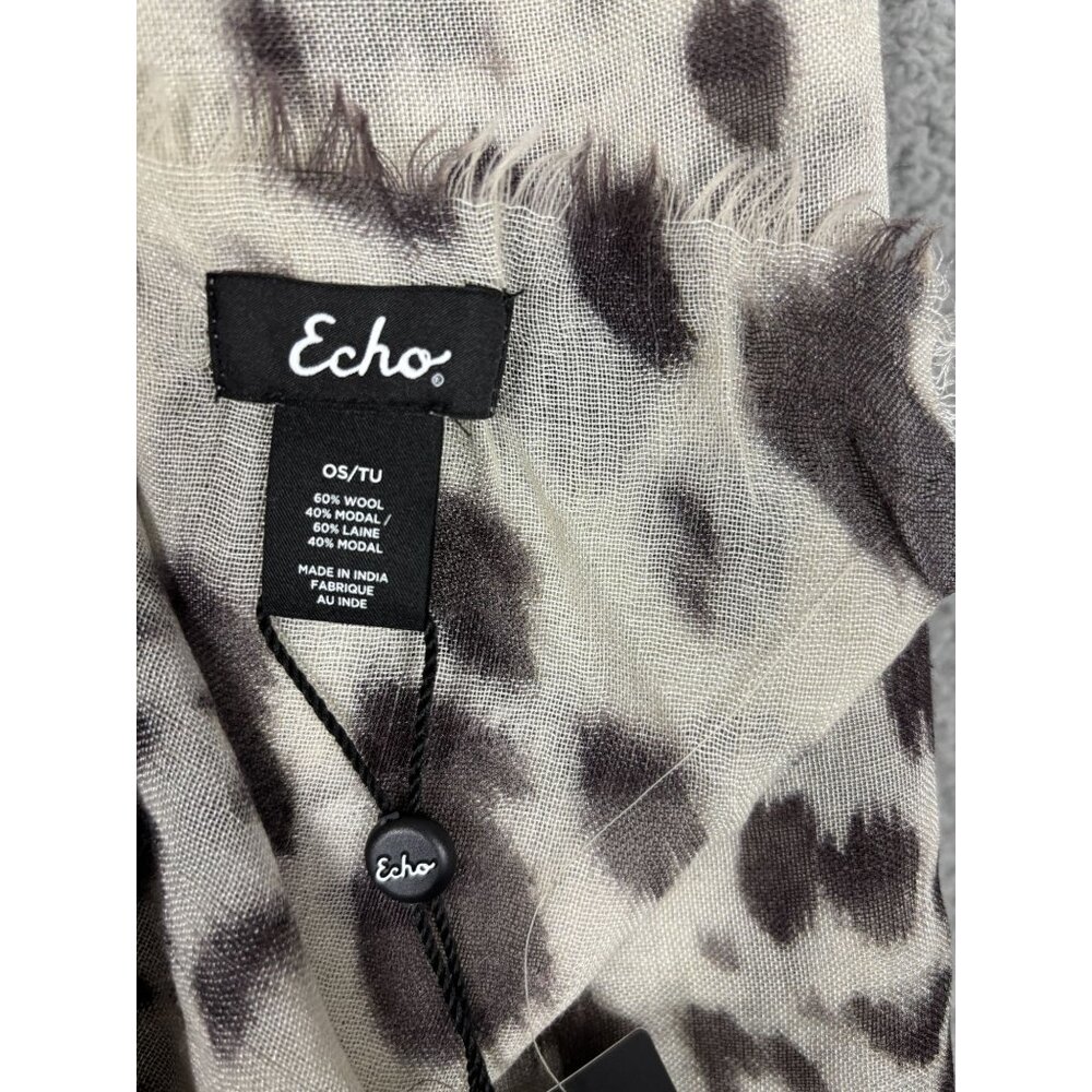 Women's Leopard Print Scarf By Echo New York Wool Modal Blend OS New With Tag's - Picture 6 of 6